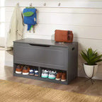 Badger Basket Banc et boîte de rangement pour jouets « Up and Down » avec deux paniers, anthracite