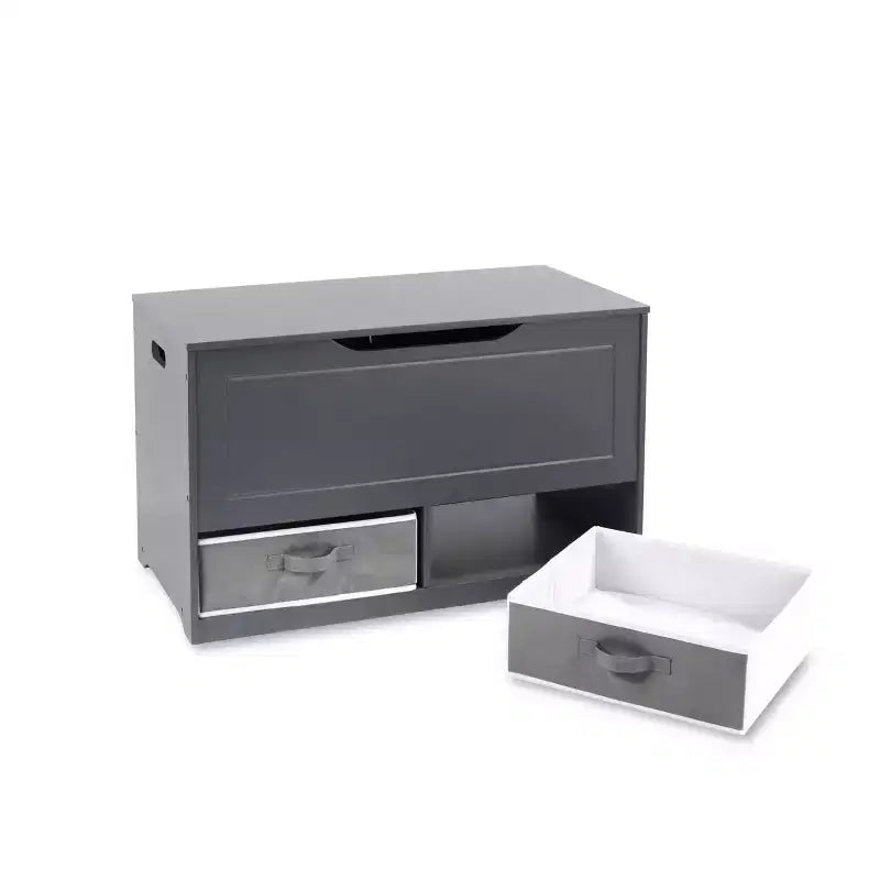 Badger Basket Banc et boîte de rangement pour jouets « Up and Down » avec deux paniers, anthracite