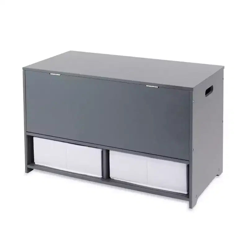 Badger Basket Banc et boîte de rangement pour jouets « Up and Down » avec deux paniers, anthracite