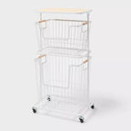 Wire Wood Basket Cart - White - Brightroom™