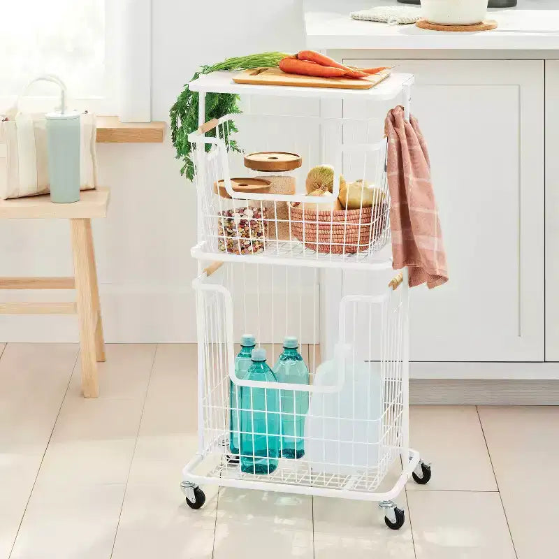 Chariot de rangement à roulettes en métal - Blanc - Brightroom™