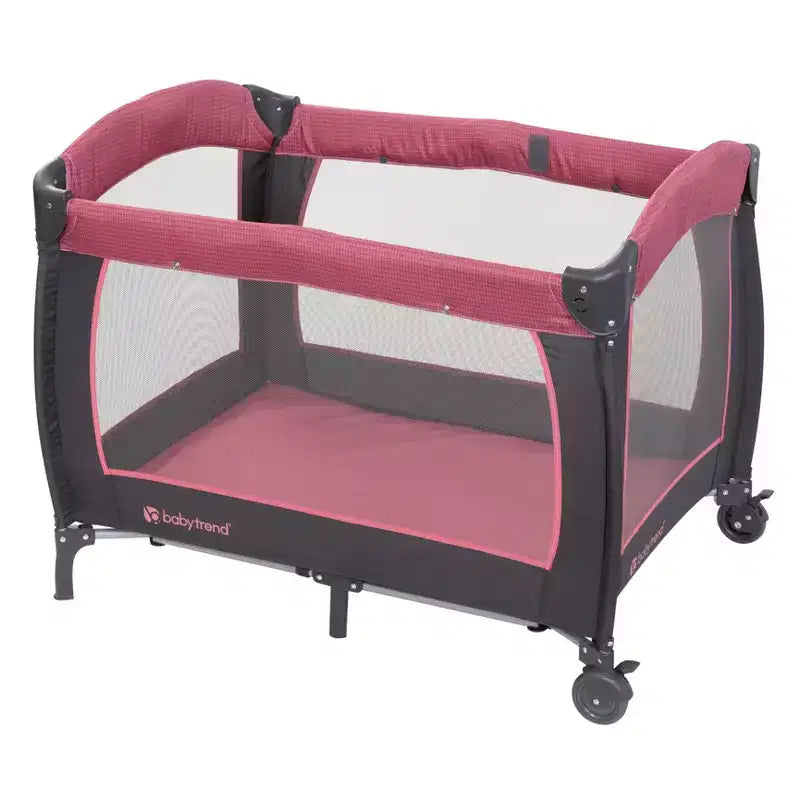 Baby Trend Lil Snooze Deluxe III Parc de jeu pour jumeaux - Cozy Berry : Matelas en mousse, Cadre en métal, Capacité de 13,6 kg