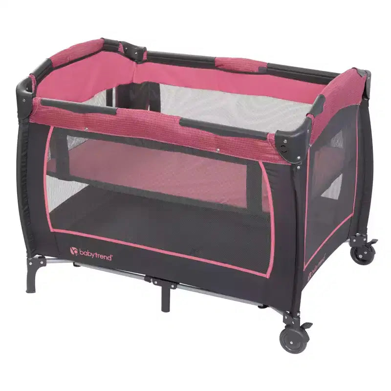 Baby Trend Lil Snooze Deluxe III Parc de jeu pour jumeaux - Cozy Berry : Matelas en mousse, Cadre en métal, Capacité de 13,6 kg