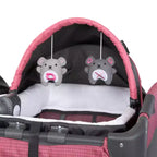 Baby Trend Lil Snooze Deluxe III Parc de jeu pour jumeaux - Cozy Berry : Matelas en mousse, Cadre en métal, Capacité de 13,6 kg