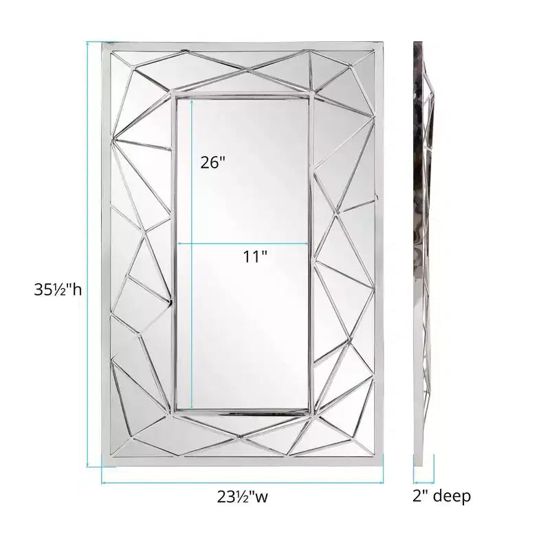 Howard Elliott 35.5"x23.5" Mirax Stainless Steel Framed Rectangular Wall Mirror Silver