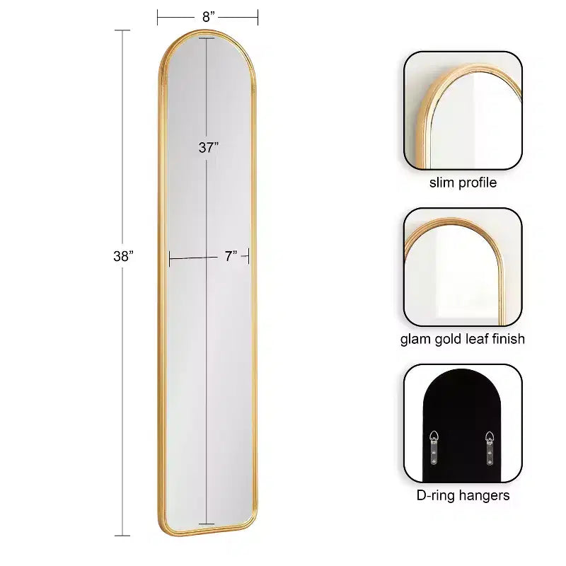 Kate & Laurel All Things Decor Miroir mural arqué encadré Caskill 8"x38" Or