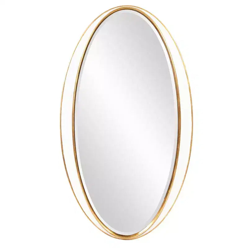 Howard Elliott 49"x28" Oval Decorative Rania Wall Mirror White/Gold