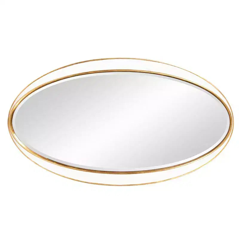 Howard Elliott 49"x28" Oval Decorative Rania Wall Mirror White/Gold