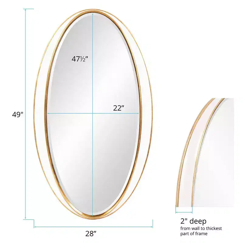 Howard Elliott 49"x28" Oval Decorative Rania Wall Mirror White/Gold