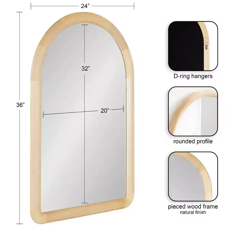 Miroir Mural Arqué Dessa 24"X36" Kate & Laurel All Things Decor Naturel