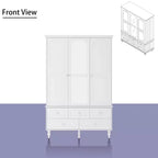 Famapy Wardrobe with Mirror 3 Doors 5 Drawers Classic Style
