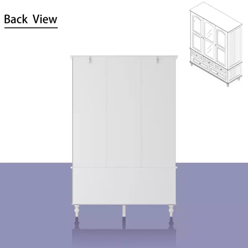 Famapy Wardrobe with Mirror 3 Doors 5 Drawers Classic Style