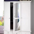 Famapy Wardrobe with Mirror 3 Doors 5 Drawers Classic Style