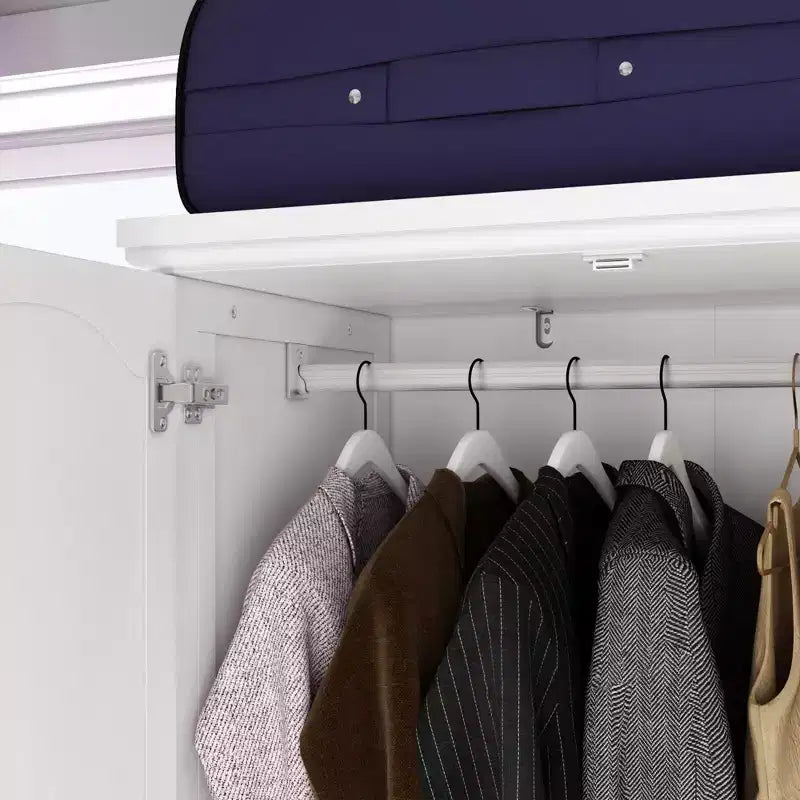 Famapy Wardrobe with Mirror 3 Doors 5 Drawers Classic Style