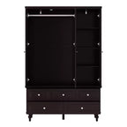 Famapy Wardrobe with Mirror 3 Doors 5 Drawers Classic Style
