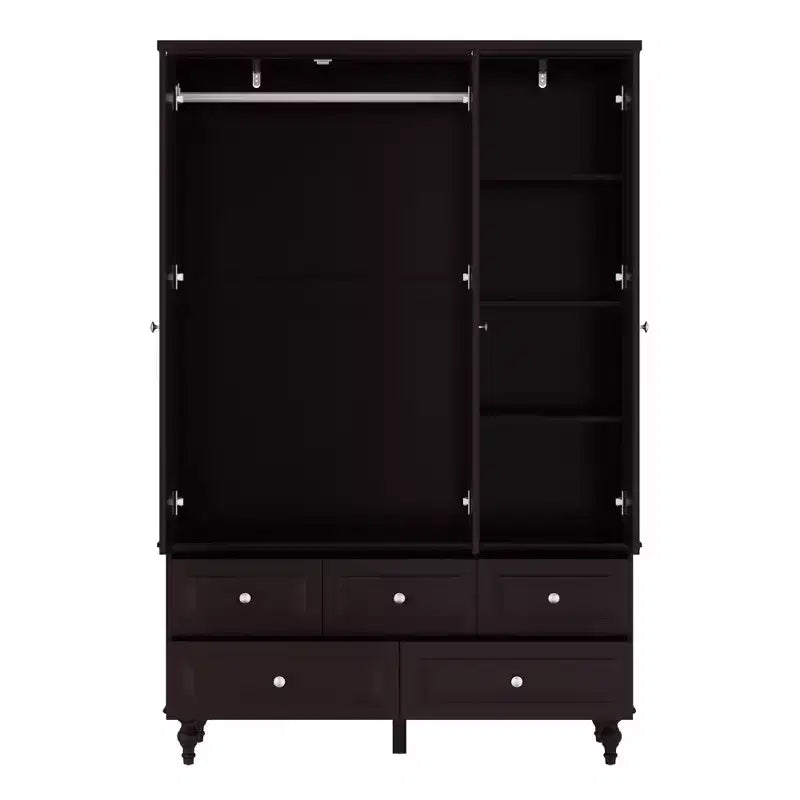 Famapy Wardrobe with Mirror 3 Doors 5 Drawers Classic Style