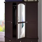 Famapy Wardrobe with Mirror 3 Doors 5 Drawers Classic Style