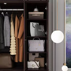 Famapy Wardrobe with Mirror 3 Doors 5 Drawers Classic Style