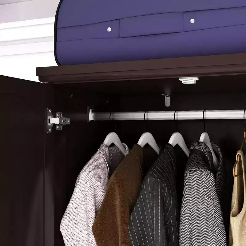 Famapy Wardrobe with Mirror 3 Doors 5 Drawers Classic Style