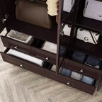 Famapy Wardrobe with Mirror 3 Doors 5 Drawers Classic Style