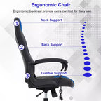 BestMassage Chaise de jeu Chaise de bureau avec soutien lombaire Hauteur réglable Cuir PU Chaise de direction pour femmes, hommes et adultes