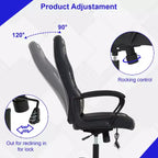 BestMassage Chaise de jeu Chaise de bureau avec soutien lombaire Hauteur réglable Cuir PU Chaise de direction pour femmes, hommes et adultes
