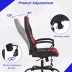 BestMassage Chaise de jeu Chaise de bureau avec soutien lombaire Hauteur réglable Cuir PU Chaise de direction pour femmes, hommes et adultes