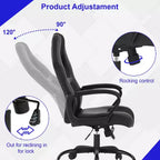 BestMassage Chaise de jeu Chaise de bureau avec soutien lombaire Hauteur réglable Cuir PU Chaise de direction pour femmes, hommes et adultes