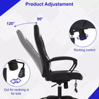 BestMassage Chaise de jeu Chaise de bureau avec soutien lombaire Hauteur réglable Cuir PU Chaise de direction pour femmes, hommes et adultes