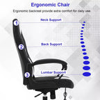 BestMassage Chaise de jeu Chaise de bureau avec soutien lombaire Hauteur réglable Cuir PU Chaise de direction pour femmes, hommes et adultes