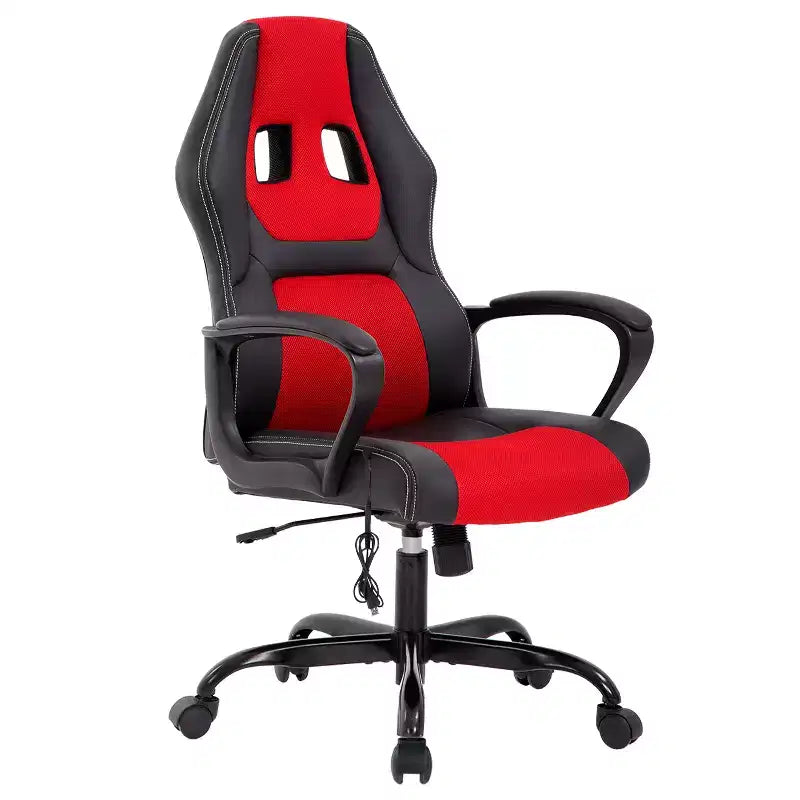 BestMassage Chaise de jeu Chaise de bureau avec soutien lombaire Hauteur réglable Cuir PU Chaise de direction pour femmes, hommes et adultes