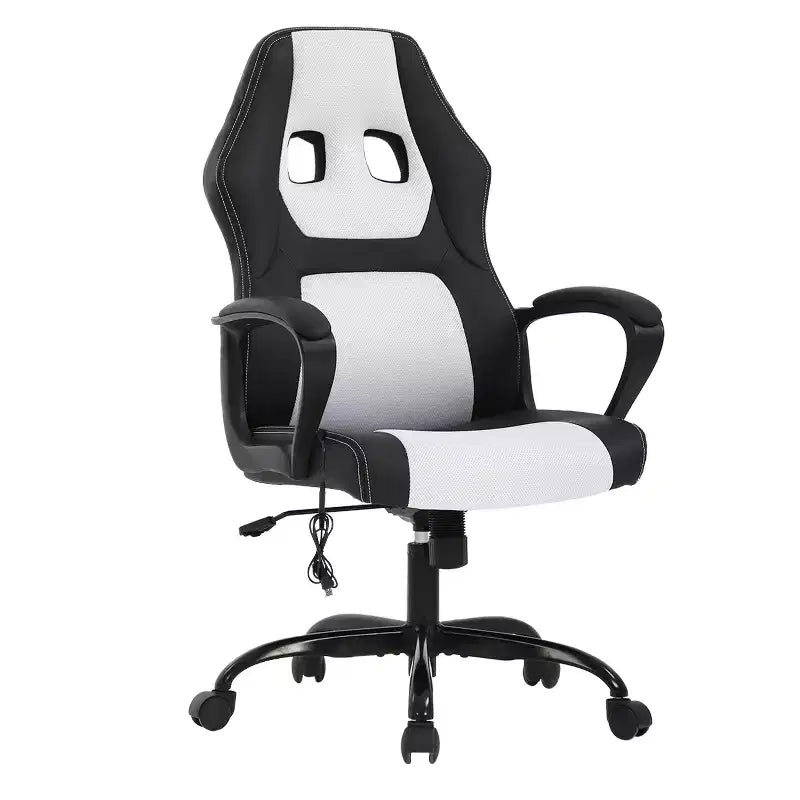 BestMassage Chaise de jeu Chaise de bureau avec soutien lombaire Hauteur réglable Cuir PU Chaise de direction pour femmes, hommes et adultes