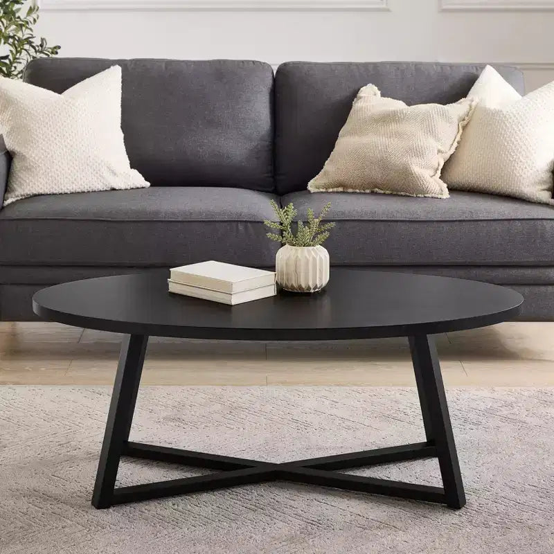 Table basse ovale en bois Modern Harmony de Roundhill Furniture