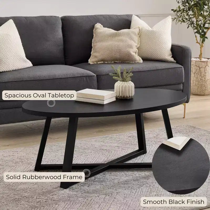 Table basse ovale en bois Modern Harmony de Roundhill Furniture