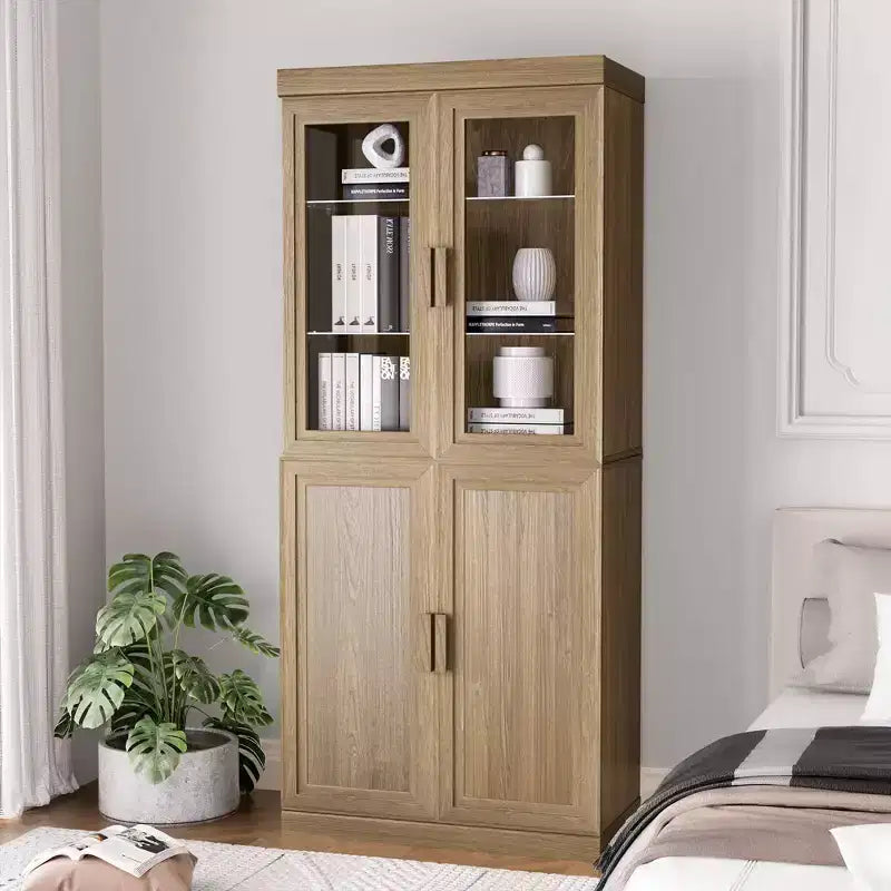 PexFix 36x31x16 Wood Accent Cabinet with Adjustable Shelf Storage Cabinet Natural