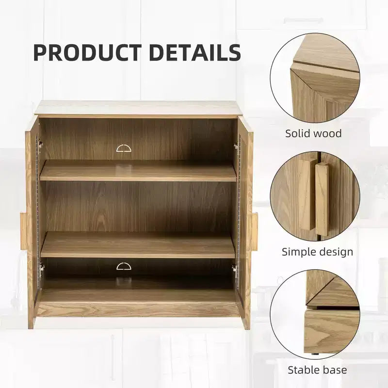 PexFix 36x31x16 Wood Accent Cabinet with Adjustable Shelf Storage Cabinet Natural