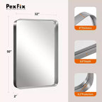 Miroir mural rectangulaire en alliage d'aluminium avec bords doux et arrondis et galvanoplastie argentée