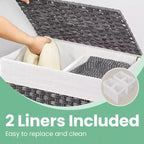 Panier à linge 90 L avec couvercle, double panier à linge en osier avec 2 sacs de doublure amovibles pour salle de bain