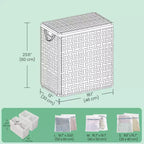 Panier à linge 90 L avec couvercle, double panier à linge en osier avec 2 sacs de doublure amovibles pour salle de bain