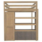Lit mezzanine pleine grandeur Whisen 79,5''L x 56,9''l en bois avec armoire, bureau, étagères de rangement et tiroirs intégrés