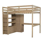 Lit mezzanine pleine grandeur Whisen 79,5''L x 56,9''l en bois avec armoire, bureau, étagères de rangement et tiroirs intégrés