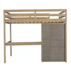 Lit mezzanine pleine grandeur Whisen 79,5''L x 56,9''l en bois avec armoire, bureau, étagères de rangement et tiroirs intégrés