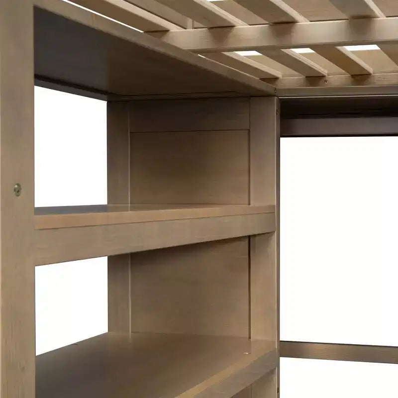 Lit mezzanine pleine grandeur Whisen 79,5''L x 56,9''l en bois avec armoire, bureau, étagères de rangement et tiroirs intégrés