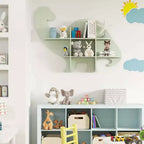 Costway 2-Tier Floating Dinosaur Kids Bookshelf Wall-Mounted Nursery Book Shelf