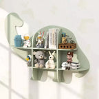 Costway 2-Tier Floating Dinosaur Kids Bookshelf Wall-Mounted Nursery Book Shelf
