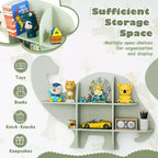 Costway 2-Tier Floating Dinosaur Kids Bookshelf Wall-Mounted Nursery Book Shelf
