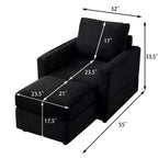 GDFStudio Warner Corduroy 32W Upholstered Accent Chair with Ottoman