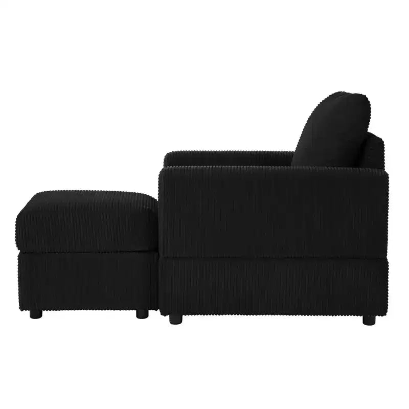 GDFStudio Warner Corduroy 32W Upholstered Accent Chair with Ottoman