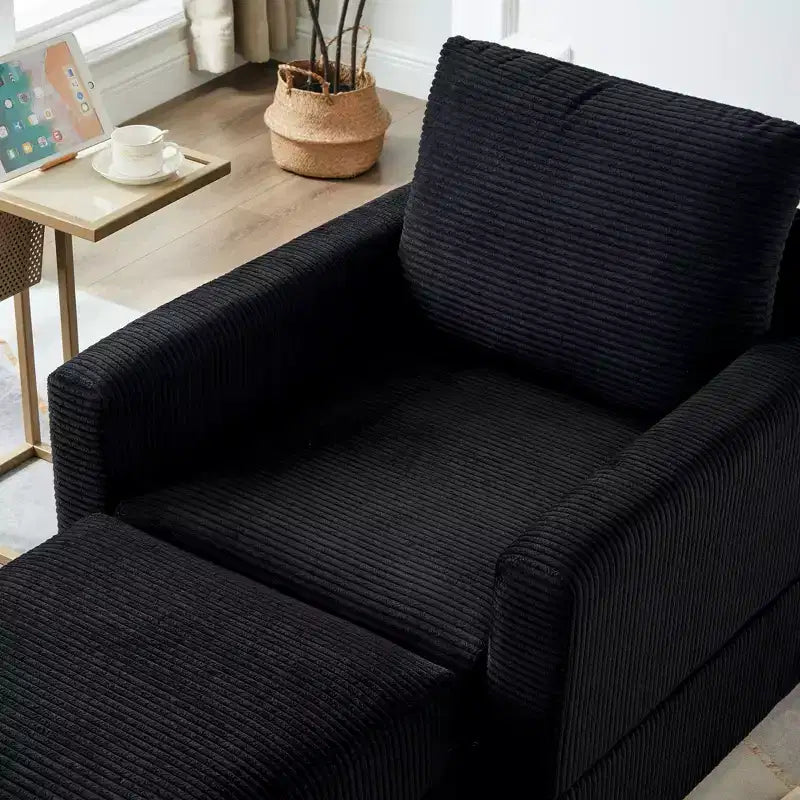 GDFStudio Warner Corduroy 32W Upholstered Accent Chair with Ottoman