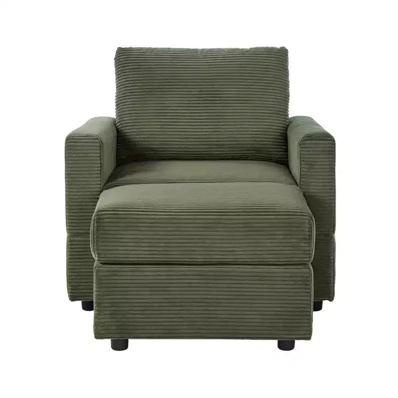 GDFStudio Warner Corduroy 32W Upholstered Accent Chair with Ottoman